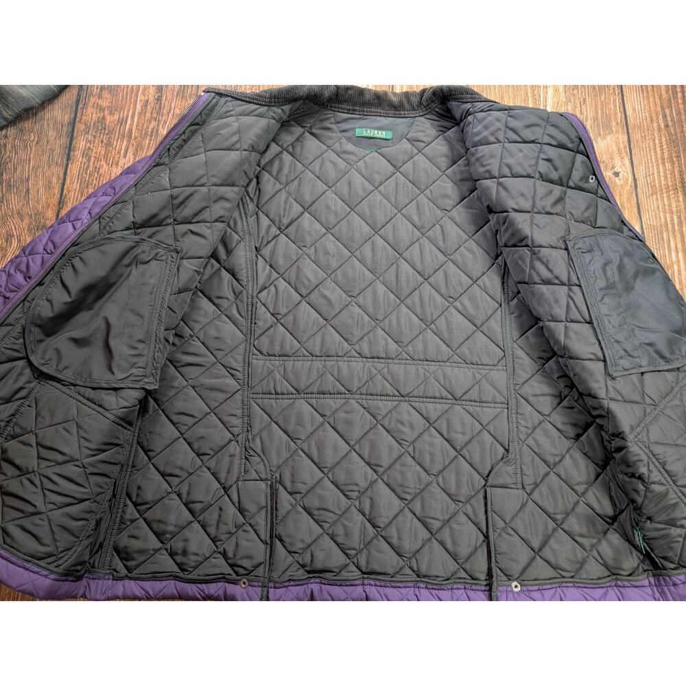 Lauren Ralph Lauren Quilted Jacket Womens 2X Purple Barn Corduroy Trim - Picture 9 of 16